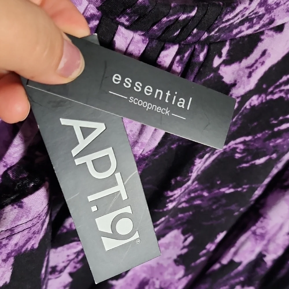 Apt. 9 Purple and Black Floral Long Sleeve Top